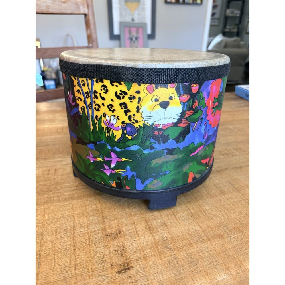 Remo Kids Percussion Gathering Drum 8 Tall 10 Wide Tom Drum Bright Jungle Art